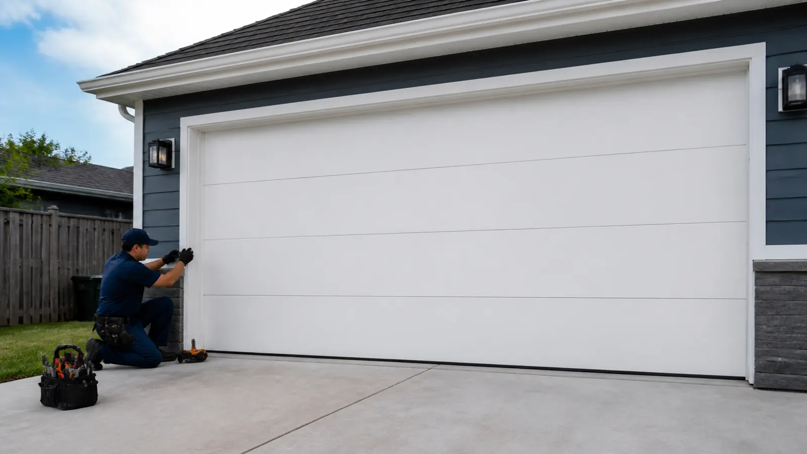 Aligned garage door after service Garage door after repair service in Channelview